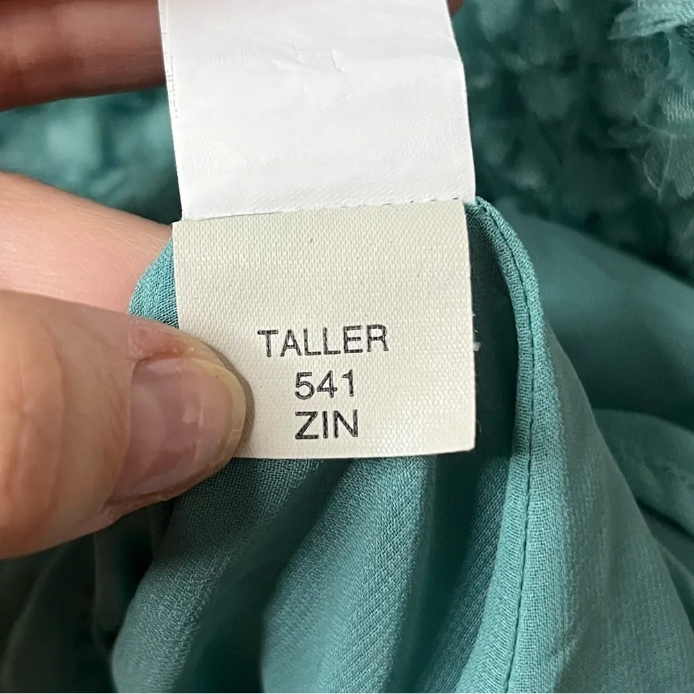 ZARA Textured Weave Sea Foam Green Floral Spaghetti Strap Summer Midi Dress - Picture 9 of 10
